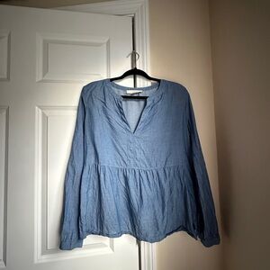 LOFT Blue Wash Long Sleeve Top Size M